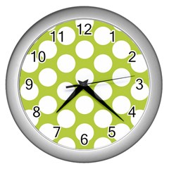 Spring Green Polkadot Wall Clock (silver) by Zandiepants