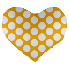 Sunny Yellow Polkadot 19  Premium Heart Shape Cushion by Zandiepants