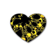 Special Fractal 04 Yellow Drink Coasters 4 Pack (heart)  by ImpressiveMoments