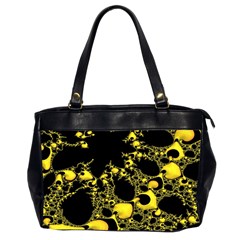 Special Fractal 04 Yellow Oversize Office Handbag (two Sides) by ImpressiveMoments