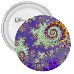 Sea Shell Spiral, Abstract Violet Cyan Stars 3  Button by DianeClancy