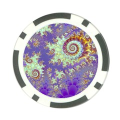 Sea Shell Spiral, Abstract Violet Cyan Stars Poker Chip (10 Pack) by DianeClancy