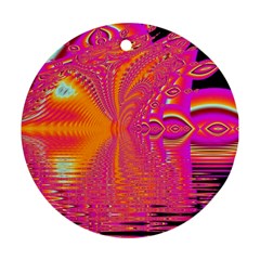 Magenta Boardwalk Carnival, Abstract Ocean Shimmer Round Ornament (two Sides) by DianeClancy
