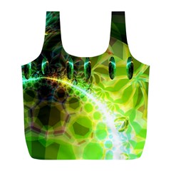 Dawn Of Time, Abstract Lime & Gold Emerge Reusable Bag (l) by DianeClancy