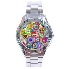 Psychedelic Flowers Stainless Steel Watch by StuffOrSomething