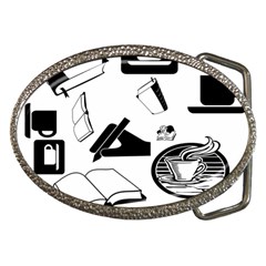 Books And Coffee Belt Buckle (oval) by StuffOrSomething