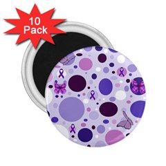 Purple Awareness Dots 2 25  Button Magnet (10 Pack) by FunWithFibro