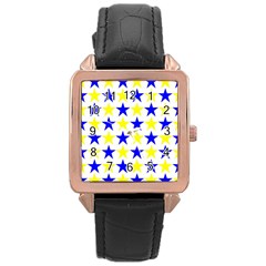 Star Rose Gold Leather Watch  by Siebenhuehner