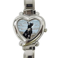 Black German Shepherd Heart Italian Charm Watch  by StuffOrSomething