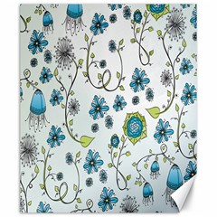 Blue Whimsical Flowers  On Blue Canvas 20  X 24  (unframed) by Zandiepants
