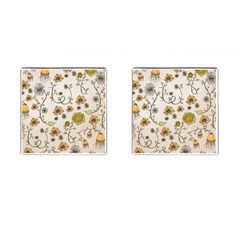 Yellow Whimsical Flowers  Cufflinks (square) by Zandiepants