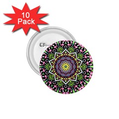 Psychedelic Leaves Mandala 1 75  Button (10 Pack) by Zandiepants