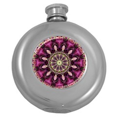 Purple Flower Hip Flask (round)