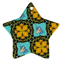 Orange Unicorn Star Ornament (two Sides)