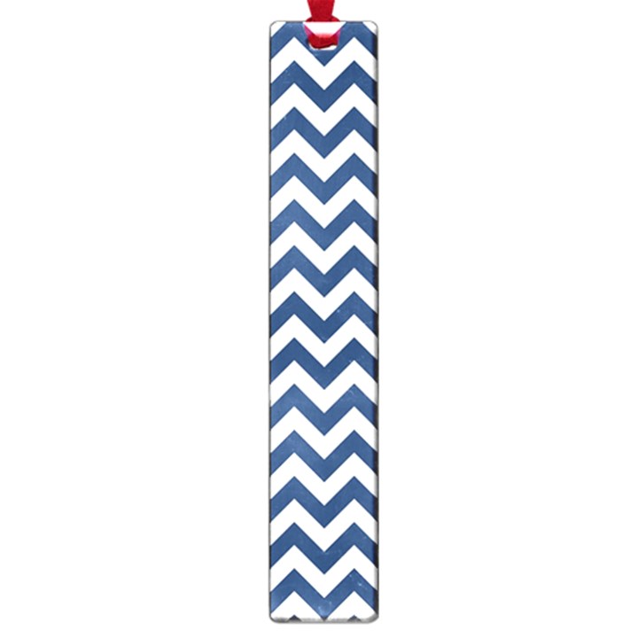 Dark Blue And White Zigzag Large Bookmark
