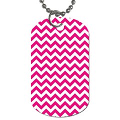 Hot Pink And White Zigzag Dog Tag (one Sided) by Zandiepants