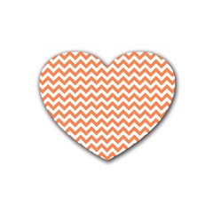 Orange And White Zigzag Drink Coasters 4 Pack (heart)  by Zandiepants