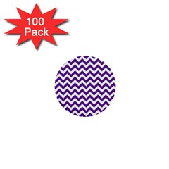 Purple And White Zigzag Pattern 1  Mini Button (100 Pack) by Zandiepants