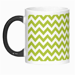 Spring Green And White Zigzag Pattern Morph Mug by Zandiepants