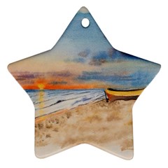 Sunset Beach Watercolor Star Ornament by TonyaButcher
