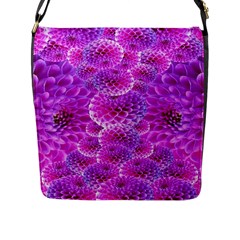 Purple Dahlias Flap Closure Messenger Bag (large) by FunWithFibro