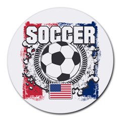 Soccer United States Of America Round Mousepad by MegaSportsFan