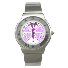 Whimsical Awareness Butterfly Stainless Steel Watch (slim) by FunWithFibro