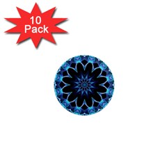 Crystal Star, Abstract Glowing Blue Mandala 1  Mini Button Magnet (10 Pack) by DianeClancy