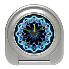 Crystal Star, Abstract Glowing Blue Mandala Desk Alarm Clock by DianeClancy