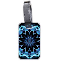 Crystal Star, Abstract Glowing Blue Mandala Luggage Tag (two Sides) by DianeClancy