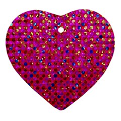 Polka Dot Sparkley Jewels 1 Heart Ornament (two Sides) by MedusArt