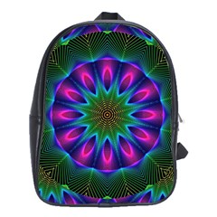 Star Of Leaves, Abstract Magenta Green Forest School Bag (large) by DianeClancy