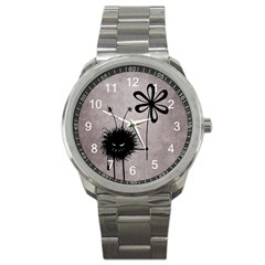 Evil Flower Bug Vintage Sport Metal Watch by CreaturesStore