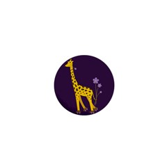 Purple Roller Skating Cute Cartoon Giraffe 1  Mini Button Magnet by CreaturesStore