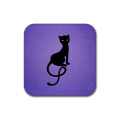 Purple Gracious Evil Black Cat Drink Coaster (square) by CreaturesStore