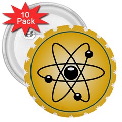 Atom Symbol 3  Button (10 Pack) by StuffOrSomething