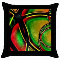 Multicolored Modern Abstract Design Black Throw Pillow Case by dflcprints