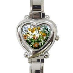 Yellow Flowers Heart Italian Charm Watch  by SaraThePixelPixie