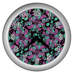 Floral Arabesque Pattern Wall Clock (silver) by dflcprints