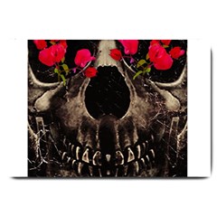 Death And Flowers Large Door Mat by dflcprints