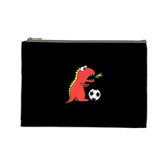 Black Cartoon Dinosaur Soccer Cosmetic Bag (large)
