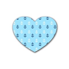 Anchors In Blue And White Drink Coasters 4 Pack (heart)  by StuffOrSomething