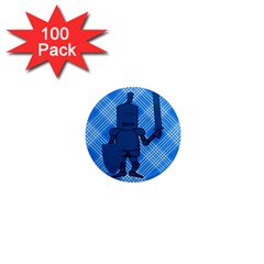 Blue Knight On Plaid 1  Mini Button Magnet (100 Pack) by StuffOrSomething