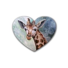 Giraffe Drink Coasters 4 Pack (heart)  by ArtByThree