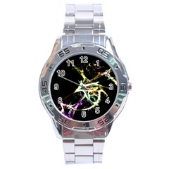 Futuristic Abstract Dance Shapes Artwork Stainless Steel Watch by dflcprints