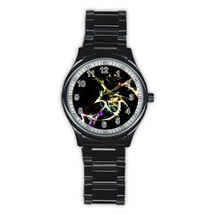 Futuristic Abstract Dance Shapes Artwork Sport Metal Watch (black) by dflcprints