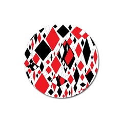 Distorted Diamonds In Black & Red Magnet 3  (round) by StuffOrSomething