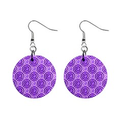 Purple And White Swirls Background Mini Button Earrings by Colorfulart23