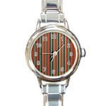 Festive Stripe Round Italian Charm Watch