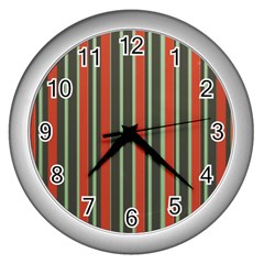 Festive Stripe Wall Clock (silver) by Colorfulart23